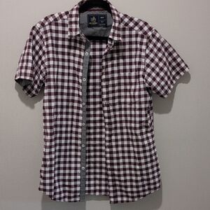 Rugby University Men's Maroon and White Checkered Shirt